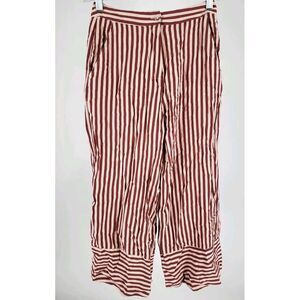Kittenish 100% Rayon Lounge Pants Size S Striped Boho Paper Bag Waist